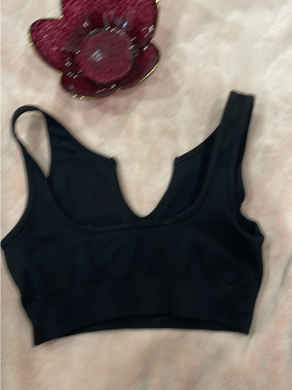 Fox Black Ribbed V-Notch Sports Bralette - Picture 2 of 2